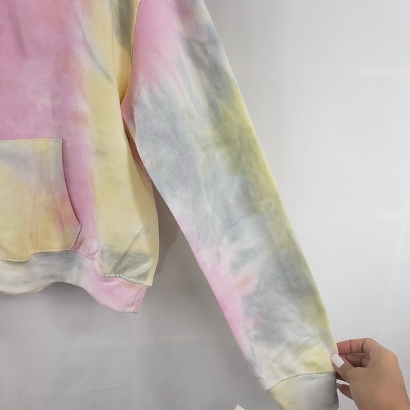 Dreamsicle Pastel Tie Dye Crop Hoodie Sweatshirt - Picture 3 of 8